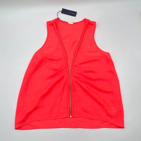 Rebecca Minkoff Women's Jaquie Tank Zip Front Daiquiri Coral Racerback Sz 8 NWT