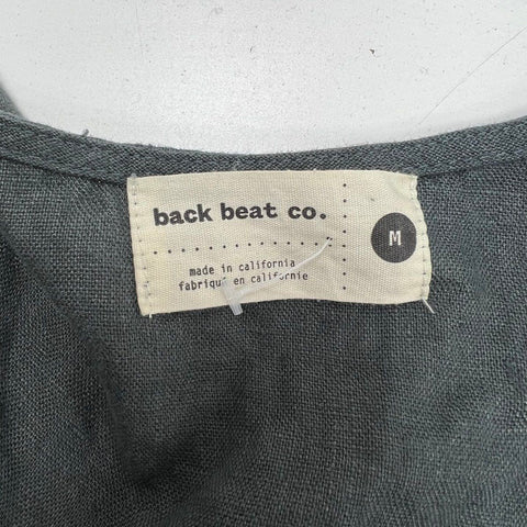 Back Beat Co Womens Gray Linen Cargo Wide Leg Jumpsuit Size M