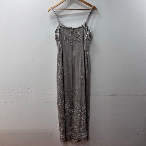 Adrianna Papell Occasions Women's Gray Silk Beaded Gown Bolero Set Size P12