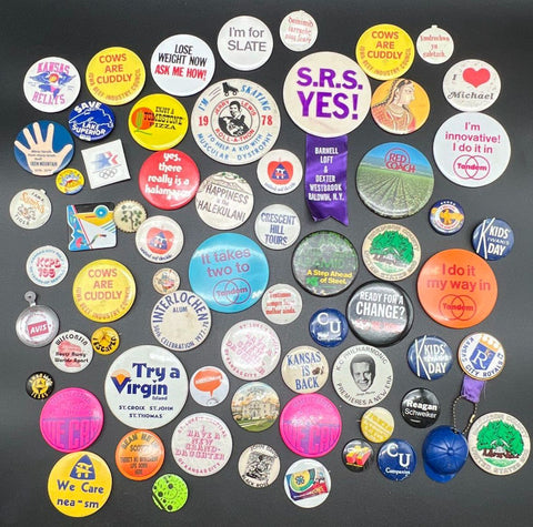 Vintage Pinback Button Lot MLB Baseball KC Royals Political Tandem Approx 65pc