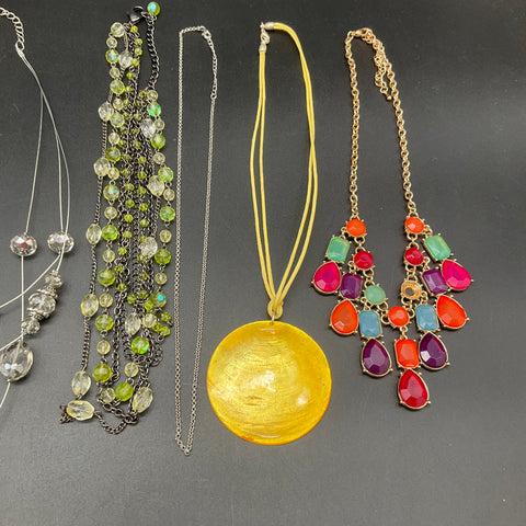 Modern Statement Fashion Jewelry Lot of 10 Necklaces Gold Silver Tone Mixed