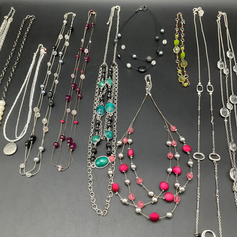 Vintage & Modern Costume Jewelry Lot of 12 Necklaces Faux Pearl Beaded Boho