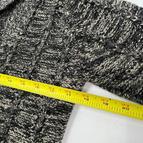 Vintage 80s Fashioned by Jove Black Gray Chunky Knit Cardigan Sweater Women's M