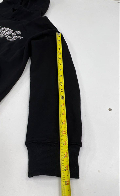 Vlone Men's Friends Swarovski Crystal Logo Pullover Hoodie Black Size L