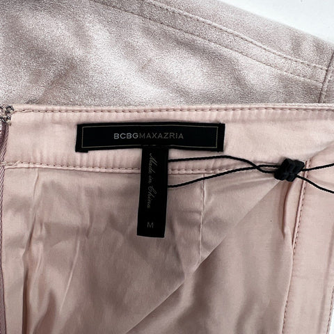 BCBG MAXAZRIA Women's Bare Pink Faux Suede Cargo Mini Skirt Sz M NWT