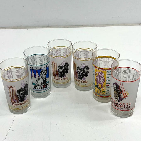 Vintage Kentucky Derby Glasses Lot of 7 Libbey Tumblers 1995-1998 Collection