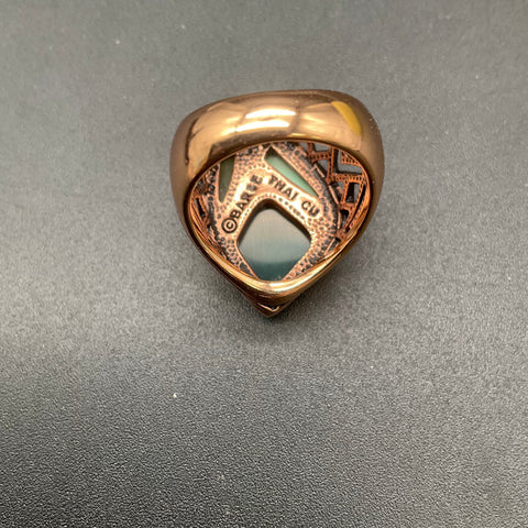 Barse Gold/Bronze Tone Green Multi-Stone Geometric Shield Statement Ring Size 8