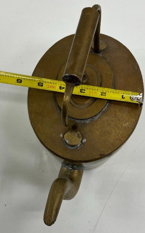 Antique Brass Tea Kettle Gooseneck Spout Oval Body Rustic Decorative 9.5"