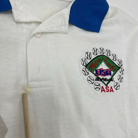 Vintage 90s Lot of 2 USA Softball ASA Polo Shirt Hartwell Made in USA Sz XL