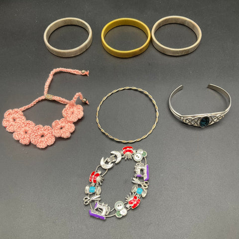 Decree Eclectic Jewelry Lot of 23 Bracelets Bangles Charms Enamel Wood