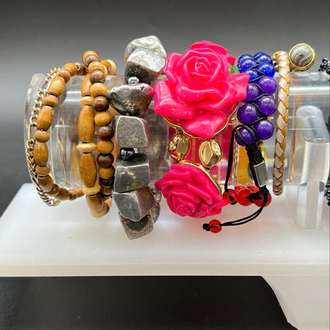 Mixed Jewelry Lot 15 Bracelets Beaded Woven Rose Haiti Kenya Religious Style