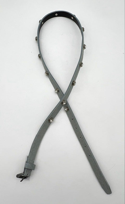 Kurt Geiger London Women's Gray Rhinestone Crystal Studded Belt NWT Sz L-XL