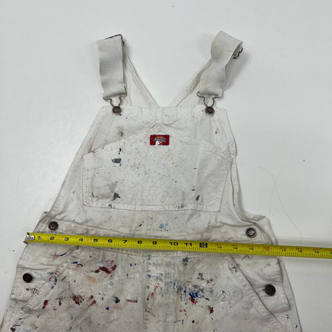 Dickies White Paint Splatter Distressed Bib Overalls Workwear Men's 34x28