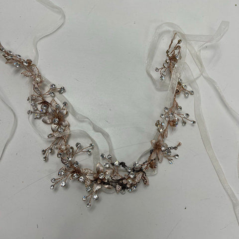 Dominique Women's Bridal Lot Corset 42DD/E Trumpet Slip L Hair Vine White