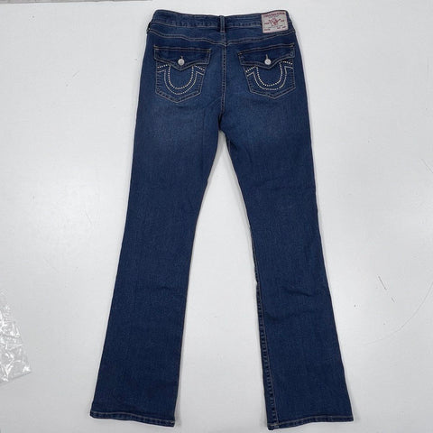 True Religion Women's Becca Mid Rise Bootcut Dark Wash Studded Jeans Size 31