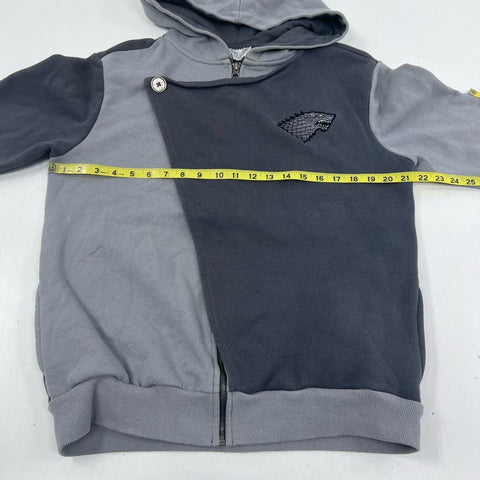 Game of Thrones Men's House Stark Asymmetric Zip Hoodie Gray Quilted Size M