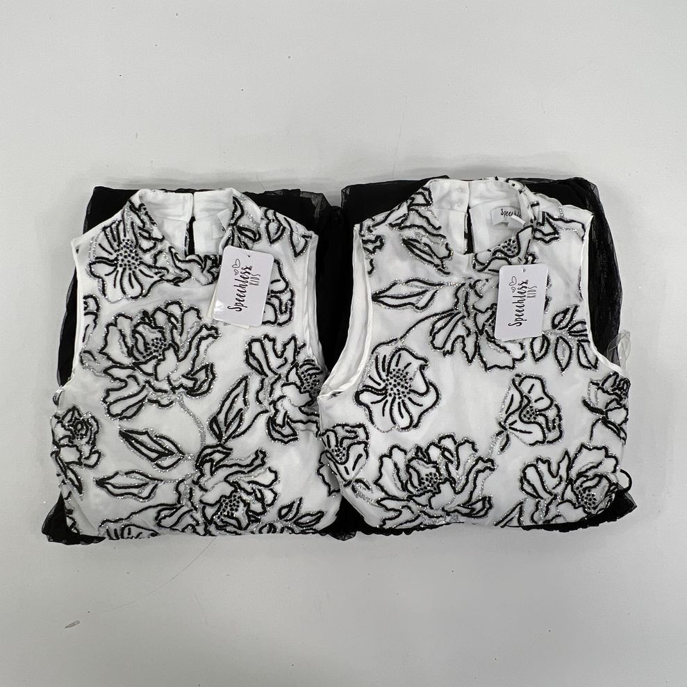 Speechless Kids Lot 2 Dresses NWT Glitter Floral Tulle Gown Black White Sz