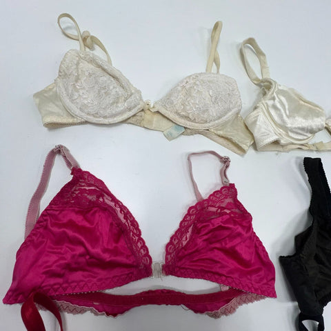 Vintage Undergarments Bra Bralettes Black Cream 32A-34C Brand Size Vary *READ