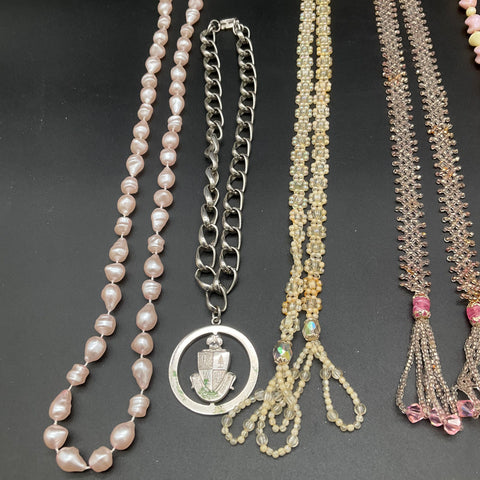 Vintage Faux Pearl & Beaded Costume Jewelry Lot of 11 Necklaces Pendants