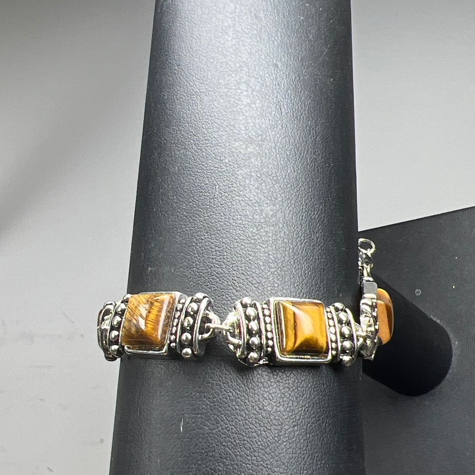 Tiger's Eye Silver Tone Bracelet