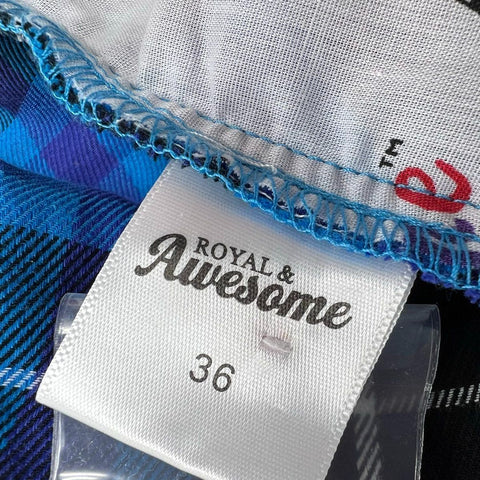 Royal & Awesome Men's Blue Plaid Golf Knickers Cropped Tartan Pants Size 36