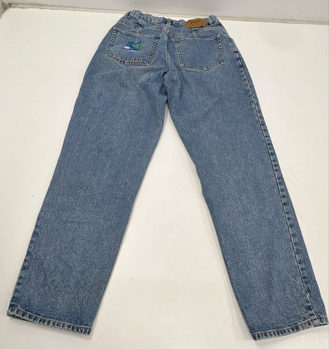Vintage 90s Pepe Women's Blue High Waist Pleated Button Fly Tapered Jeans Sz 32
