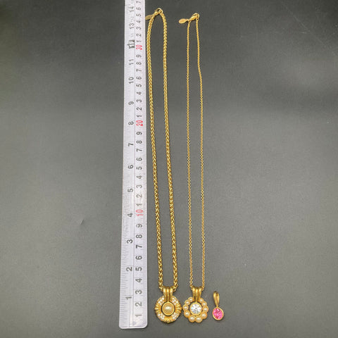 Vintage Nolan Miller Gold Tone Interchangeable Pendant Necklace Set Faux Pearl