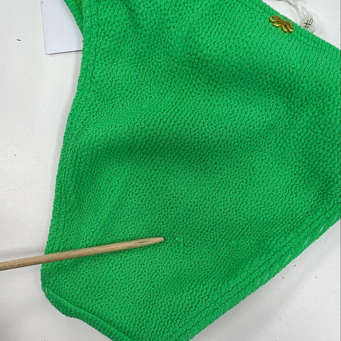 Pilyq NWT Women's Green Reef Textured High Cut Bikini Set Top D Bottom L