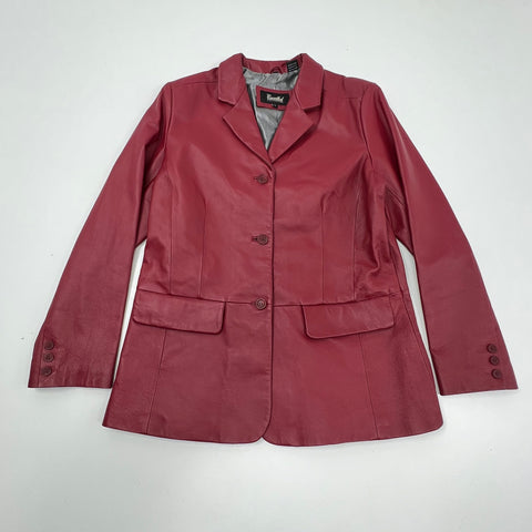 Vintage Y2K Excelled Collection Red Leather Blazer Jacket Womens Large