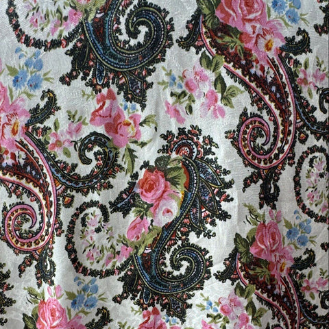 Vintage 90s Victoria's Secret Women's Robe Cream Paisley Floral Satin Sz OS