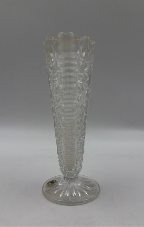 Hofbauer Byrdes Crystal Footed Fan Vase Bird West Germany Vintage 8 Inch