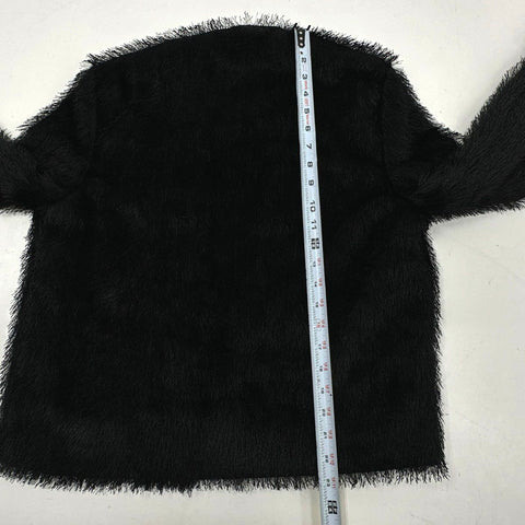 Kardashian Kollection Women's Black Fringed Fur Shaggy Jacket Sz M NWT