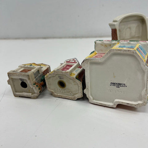 1995 Fitz and Floyd Omnibus Village House Lot Jars Shakers Grocery Sweets Bank