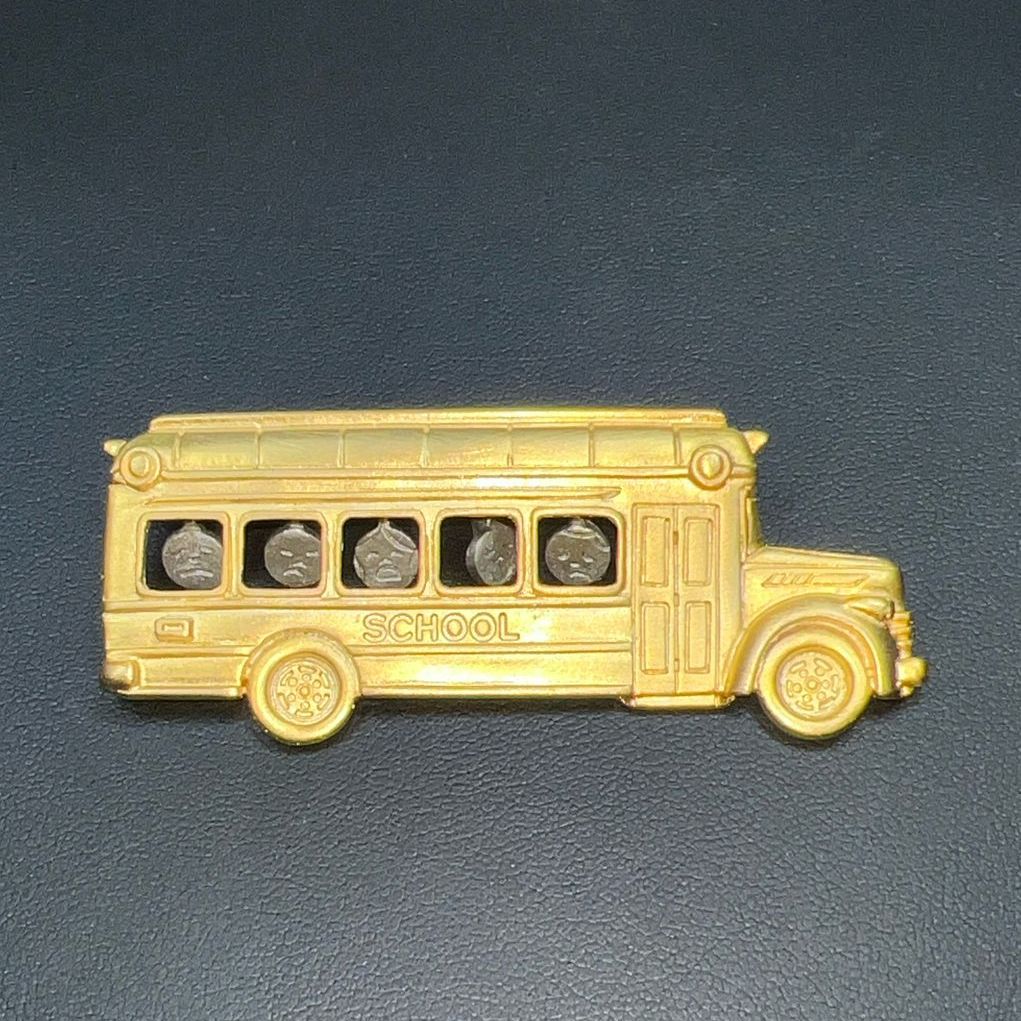 JJ Jonette Jewelry School Bus Children's Faces Brooch