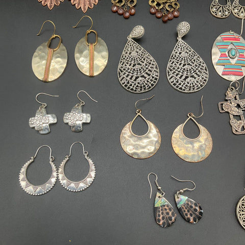 Vintage and Modern Earrings Jewelry Lot 18 Pairs Southwestern Boho Filigree