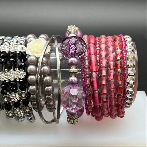 BCBGeneration Beaded Rhinestone Costume Jewelry Lot 20+ Bracelets Cuffs Bangles