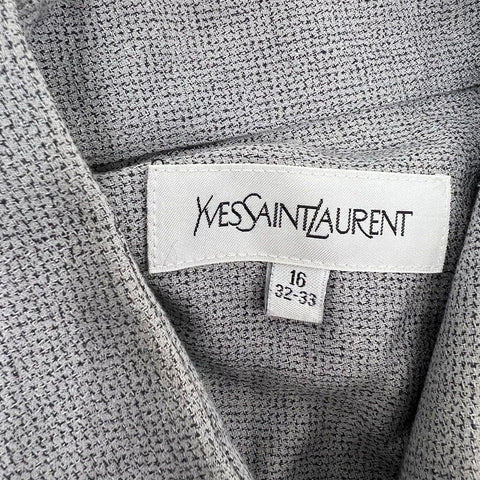 Yves Saint Laurent Gray Vintage Y2K Textured Button Up Shirt Mens 16 32-33