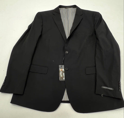 West End Men's Black Slim Fit 2-Piece Suit Polyester Blend Size 46R 40W NWT