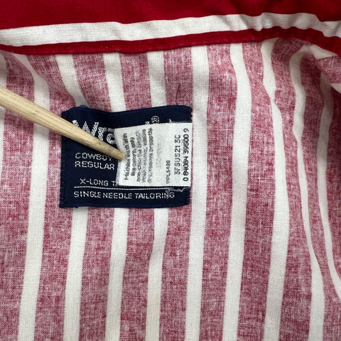 Vintage 90s Wrangler Cowboy Cut Striped Western Shirt Made in USA Sz 15.5-34