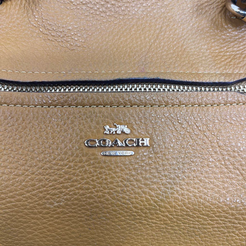 Coach Yellow Pebbled Leather Kelsey Satchel Crossbody Bag Silver Hardware