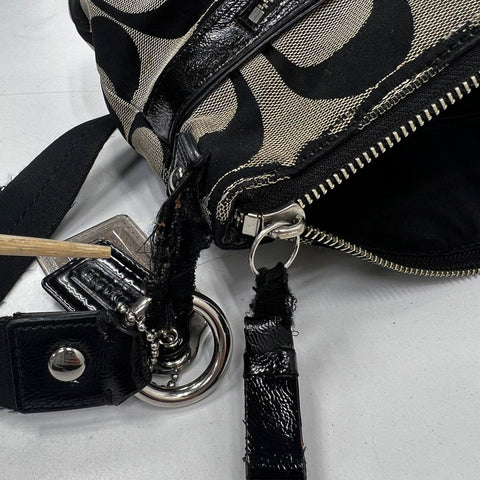 Coach Black Signature Canvas Poppy Crossbody Bag Heart Charm F22945