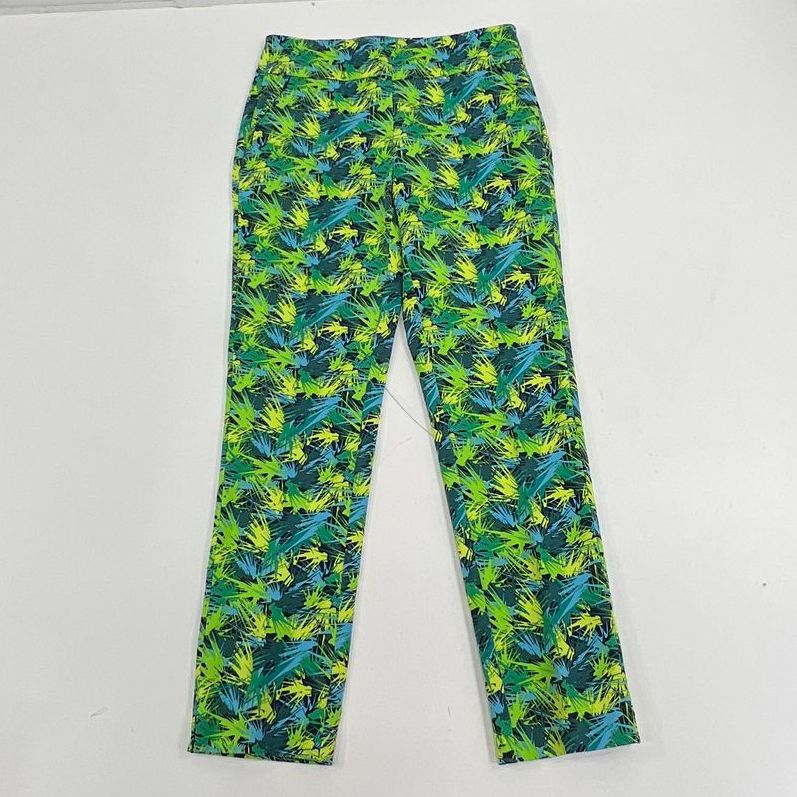 NWOT Women's Soft Surroundings Tropical Green Leaf Print Pants - Size Small