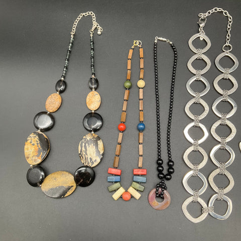 Mixed Fashion Statement Necklace Jewelry Lot of 8 Beaded Stone Bib Style