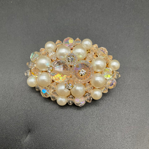 Vintage Costume Brooch Lot of 5 Rhinestone Faux Pearl 12K Gold Filled Pins