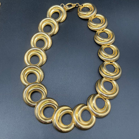 Vintage Gold Tone Costume Jewelry Lot 5 Necklaces Chunky Multi-Strand Statement