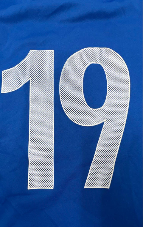 Croatia Soccer Jersey Size Large Blue Checkered Stripe #19 Football Shirt