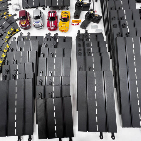NKOK Slot Car Racing Set 4 Cars PT Cruiser Viper Corvette C5-R Large Track Lot