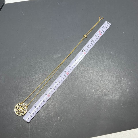 Touchstone Crystal Gold Plate Circle Pendant Necklace 23.95g