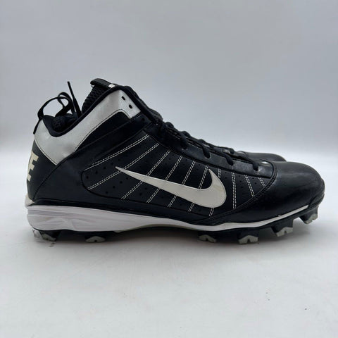 Nike Vapor Power Channel Black White Mid Baseball Cleats Size 15
