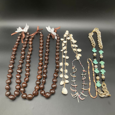 Four Seasons O'ahu Resort Kukui Nut Shell & Seed Bead Hawaiian Jewelry Lot of 6